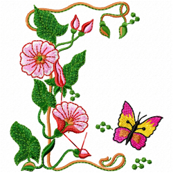Flowers And Tree Embroidery Design 12
